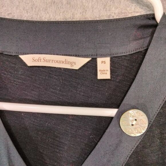 Soft Surroundings Danielle Button Shirt Wmns Sz SP Black V-Neck Cardigan Charm - Picture 7 of 12